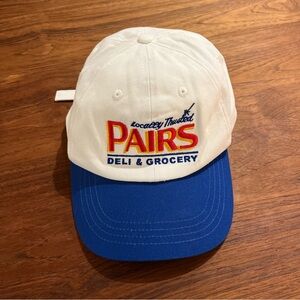 NWOT White and Blue Pairs Deli & Grocery Baseball Cap